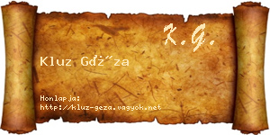 Kluz Géza névjegykártya