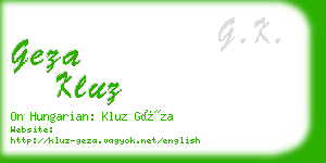 geza kluz business card